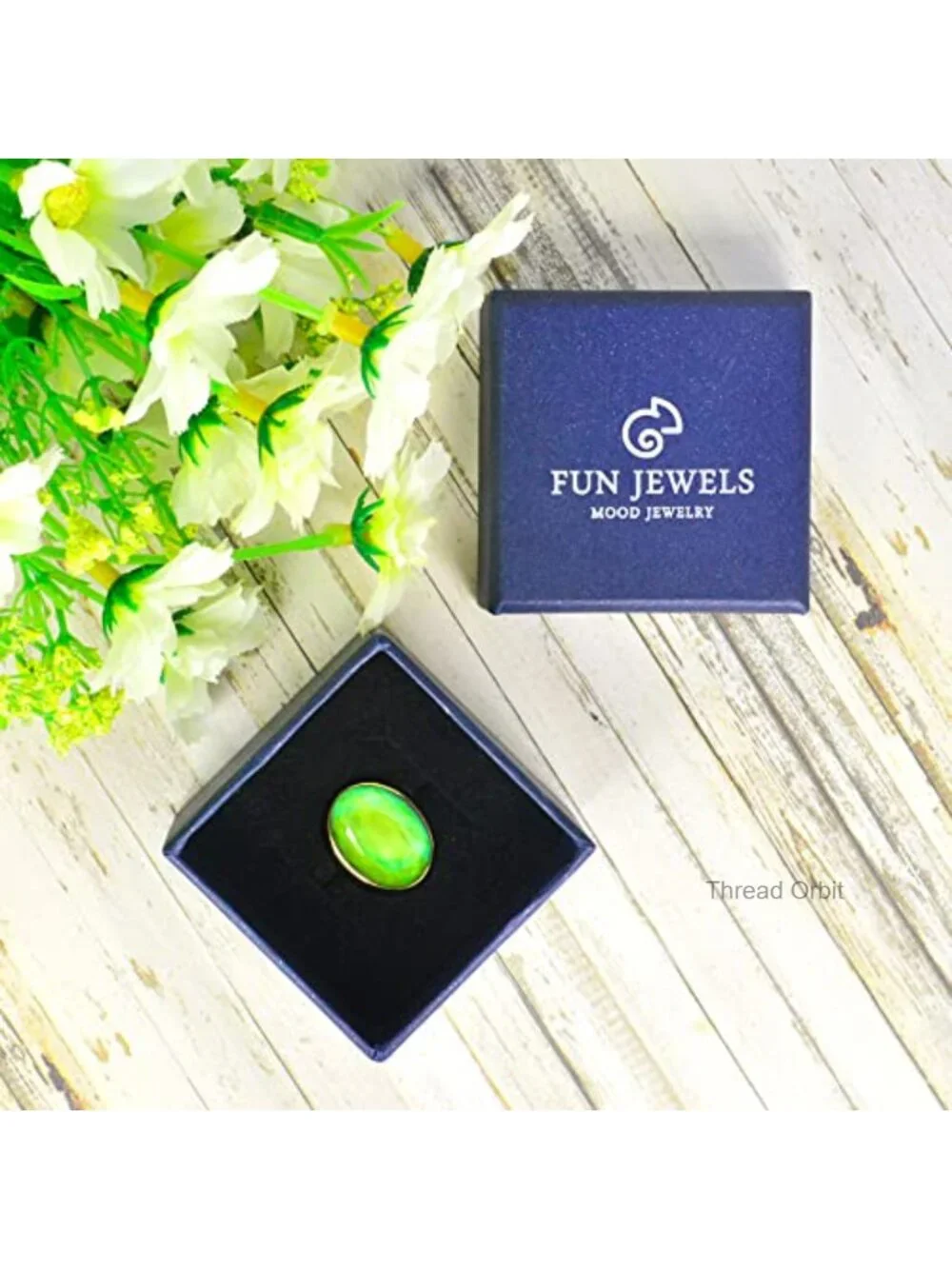 18K Gold Plated Mood Ring Adjustable Facet Cut Crystal Oval Stone Statement Ring